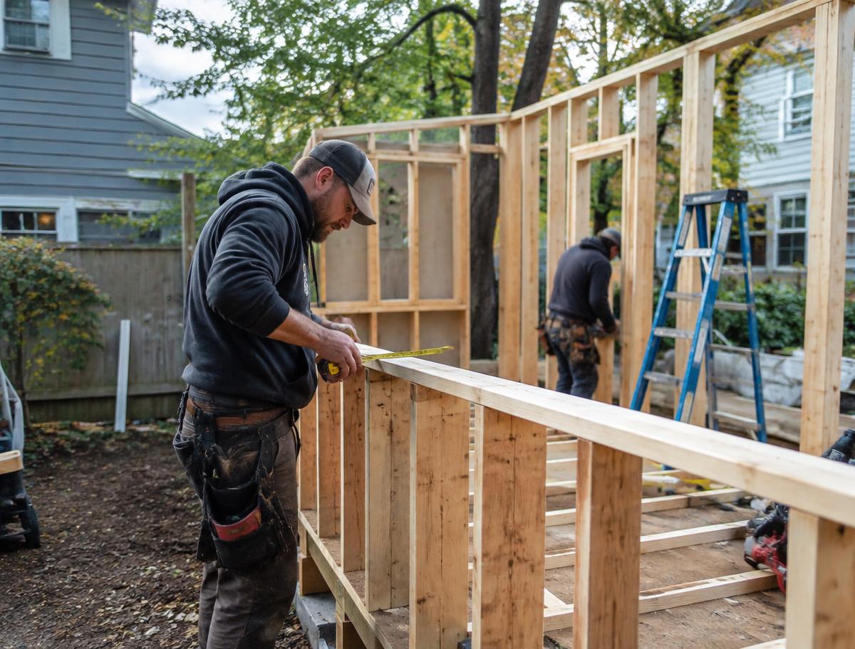 Our crew framing an ADU